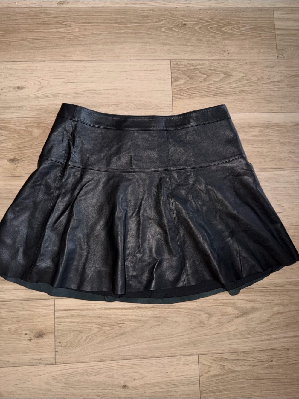Banana Republic Black Faux Leather Flared Mini Skirt